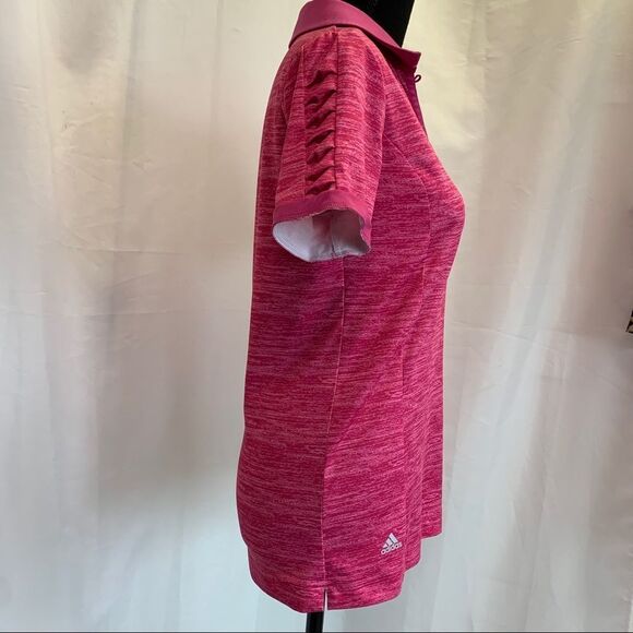 Adidas Golf Puremotion Pleat Sleeve Polo Shirt (Bahia Magenta /Light Onix) Sz S - Picture 5 of 12